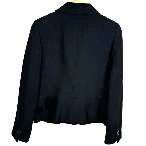 Banana Republic Womens SZ 6 Black Button Front Dual Pocket Cropped Office Blazer - Picture 2 of 11